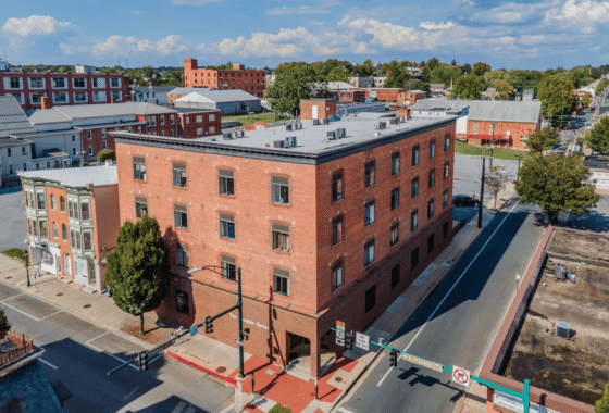 Aerial view of The Franklin Center at 100 W Franklin Street in Downtown Hagerstown
